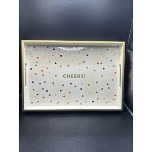 Tray Cheers Lacquered Polka Dot Fringe Studio  New Pop sugar Party Bar Coloful